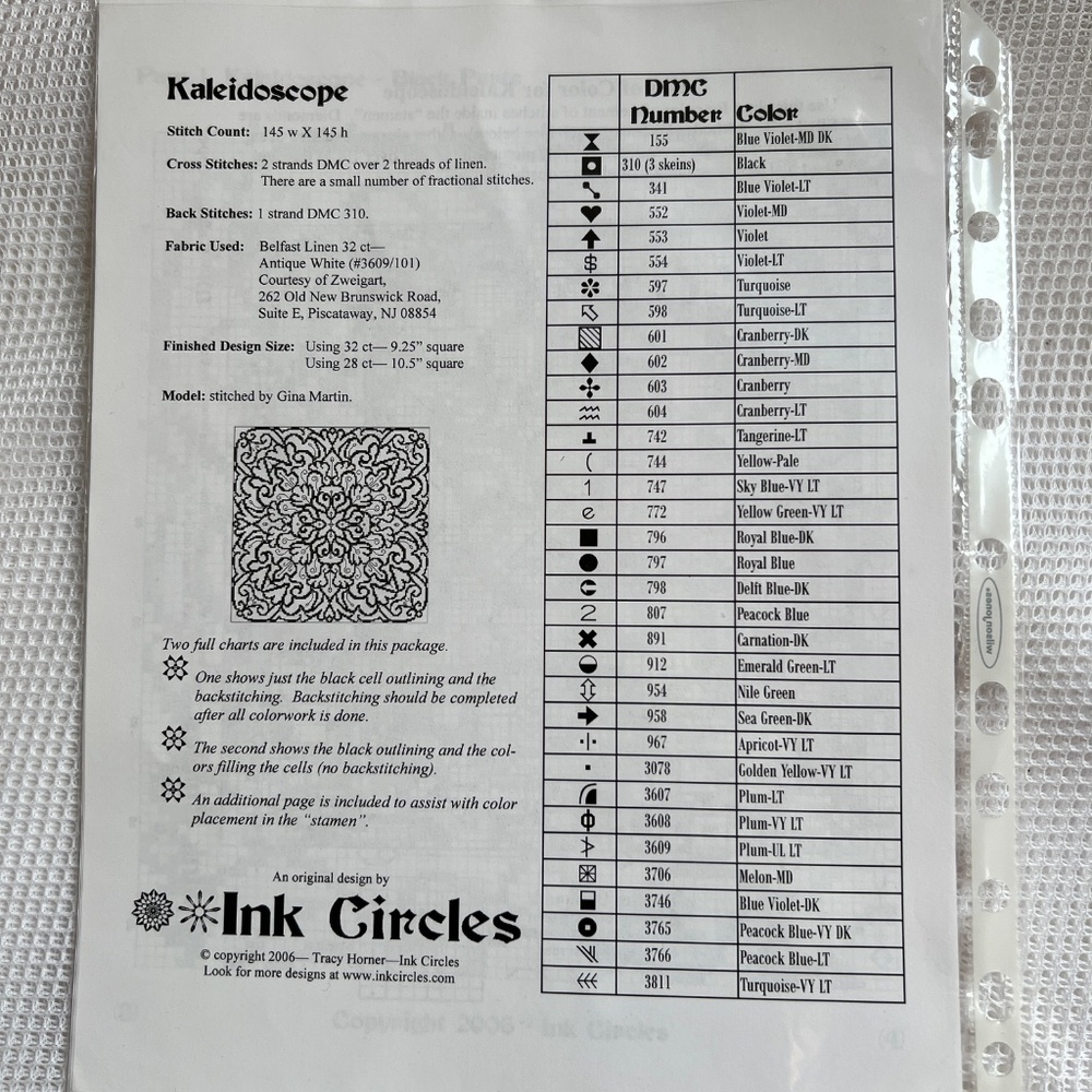Ink Circles Kaleidoscope Cross Stitch Pattern Graph Booklet 2006 - Picture 3 of 4